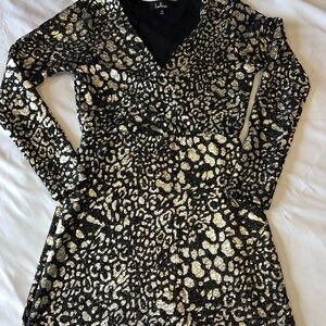 Gold and Black Leopard Print Dress